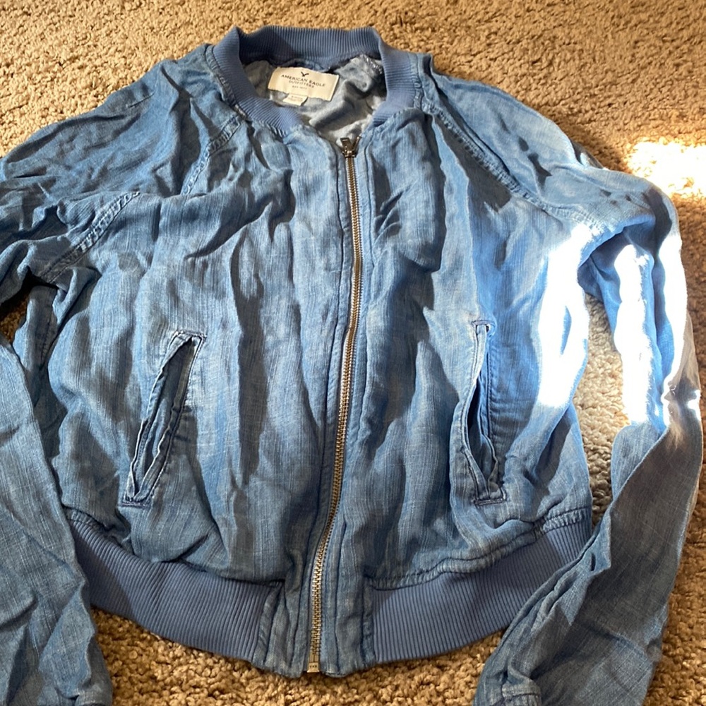 American Eagle jean bomber jacket